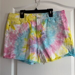 Judy Blue Pastel Tie-Dye Denim Shorts - Pink Blue Yellow